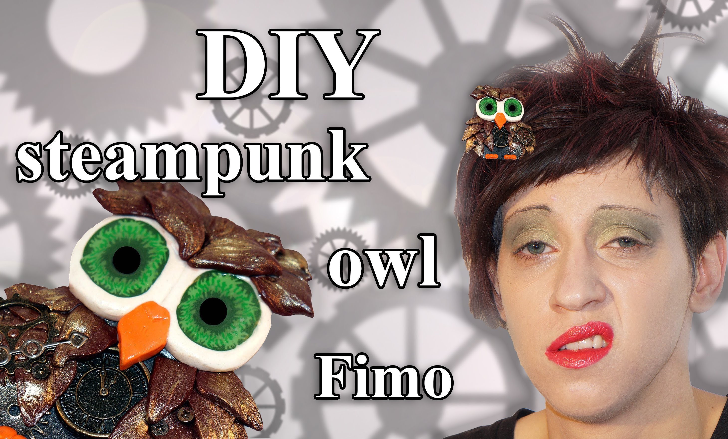 FIMO Steampunk Eule: Polymer Clay Owl - Tutorial [HD.DE] (EN-Sub)