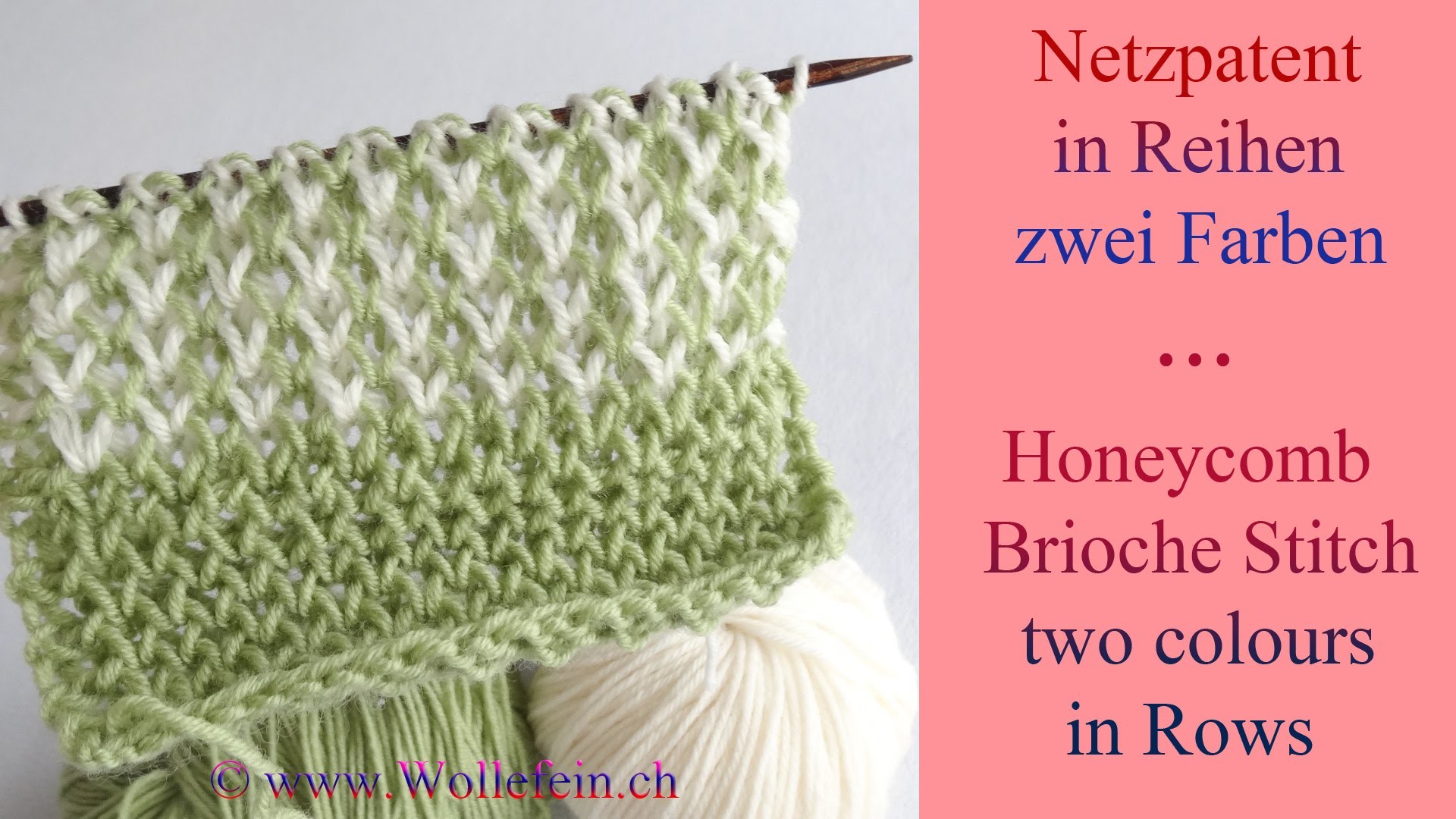 Netzpatent in Reihen zwei Farben - Honeycomb Brioche Stitch in Rows two colours