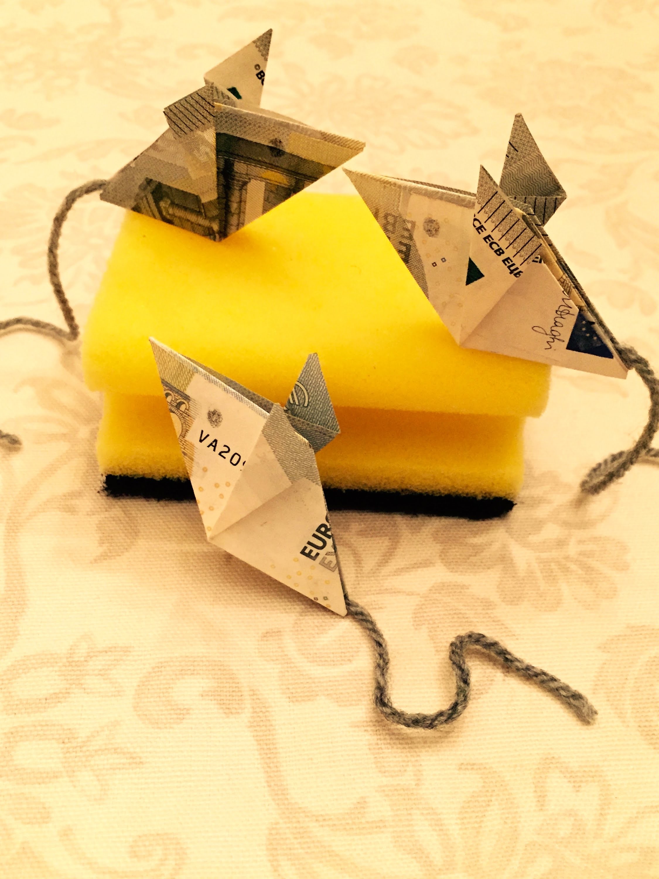 Maus falten - Geld falten - Geldgeschenk - Origami Geschenke