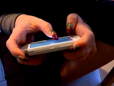 Long nails watermarble smartphone
