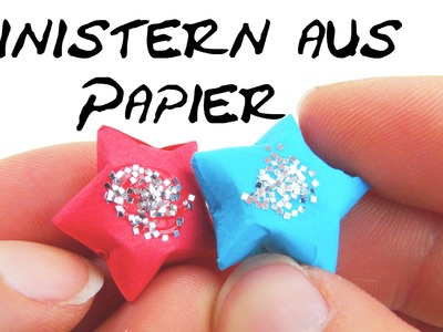 Weihnachten Deko Stern 3D mit Glitzer Faltanleitung . Paperstar Origami Tutorial | deutsch