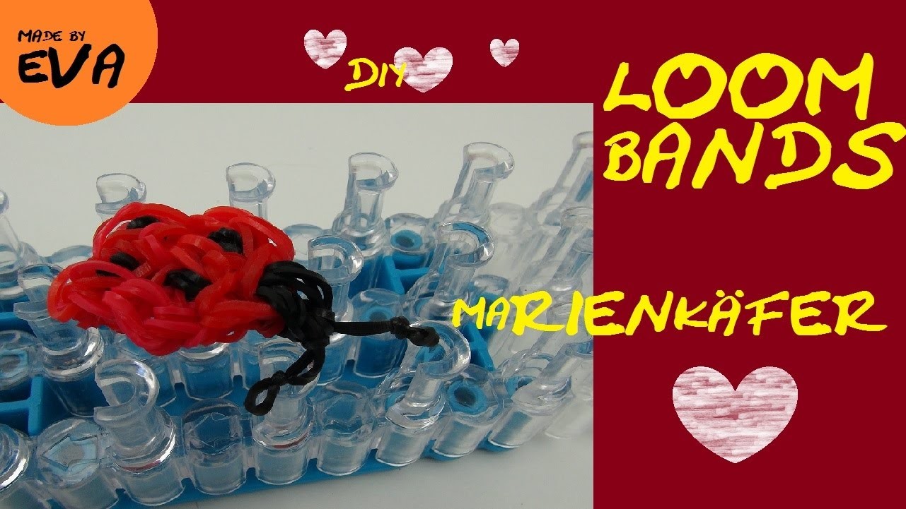 DIY Loom Bands Marienkäfer Anhänger selber machen - ladybeetle charm Loom Board Tutorial