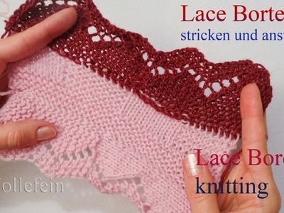 Lace Bordüre stricken und anstricken - Knitting on Lace Border 1