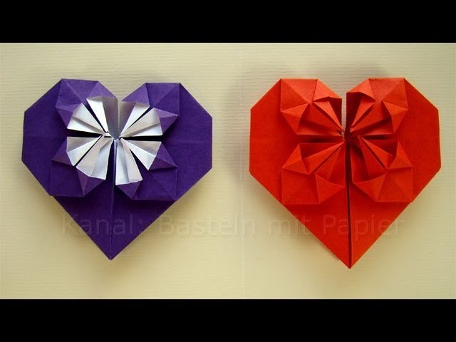 Origami Herz falten - Basteln mit Papier - Geschenkideen DIY