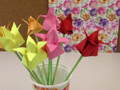 Origami Tulpen DIY. Blumen falten Anleitung. Deko einfach und schnell. Flower Origami deutsch