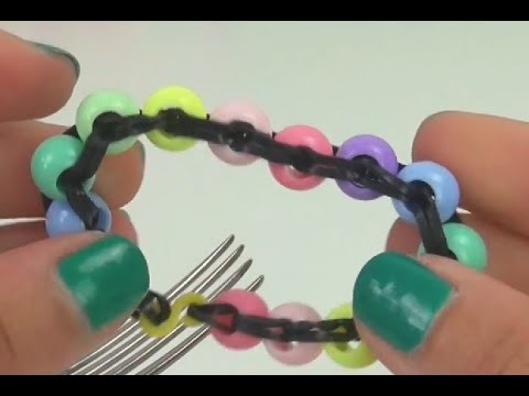 Rainbow Loom Perlen Armband Anleitung deutsch mit Gabel Perler beads tutorial with fork