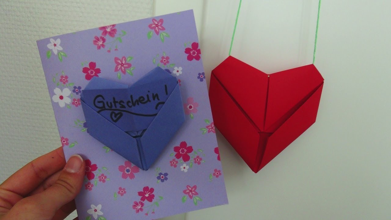 DIY Deko - Herzchen falten, Geldgeschenk oder Gutschein. Herz-Origami