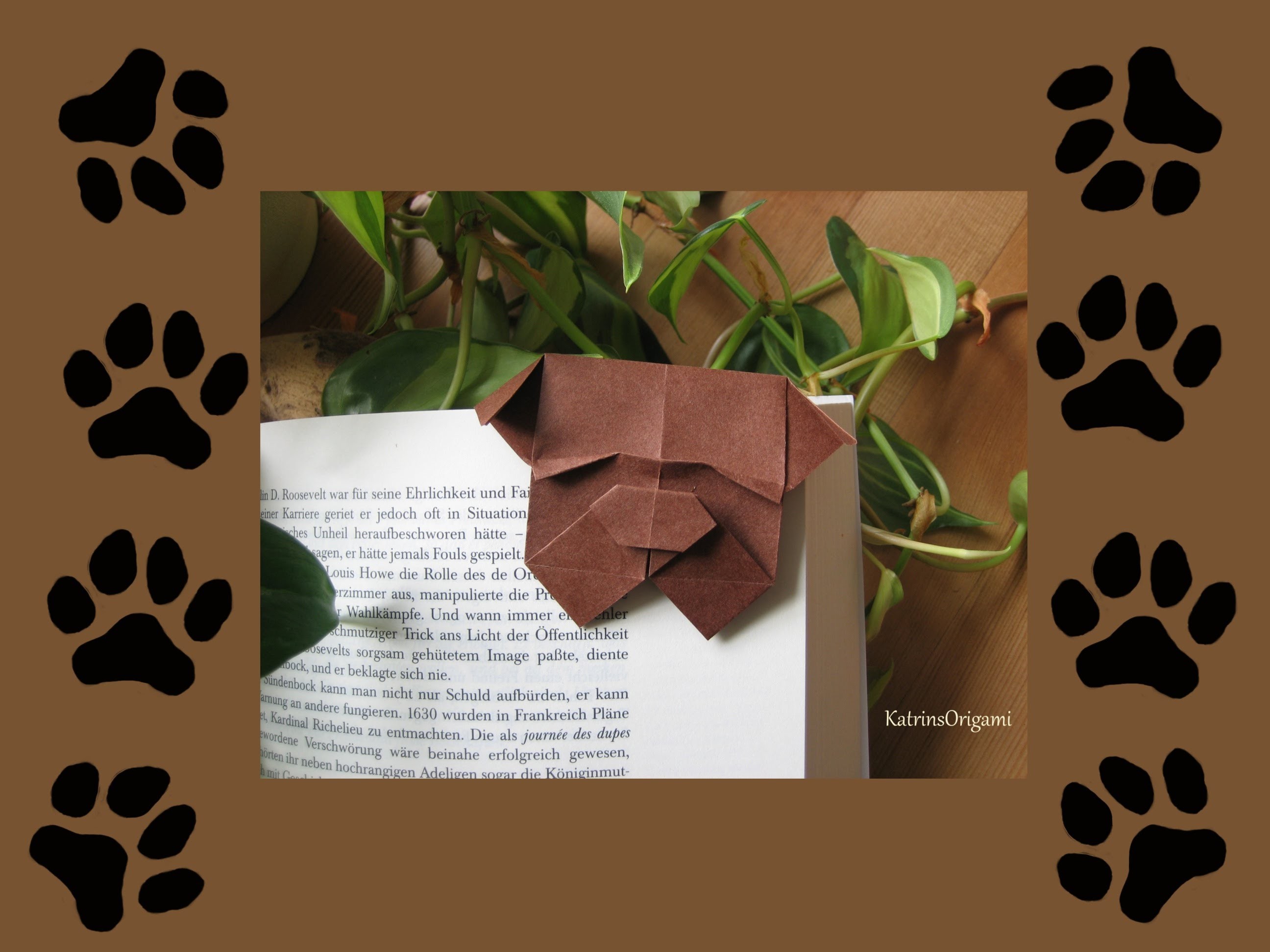 Origami ♦ Bulldog Bookmark ♦