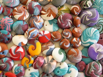 Swirl Perlen aus Pardo , Polymer Clay Beads