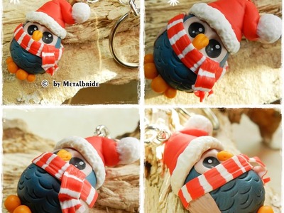 Let´s knet - Polymer clay.Fimo Tutorial Christmas Owl keychain