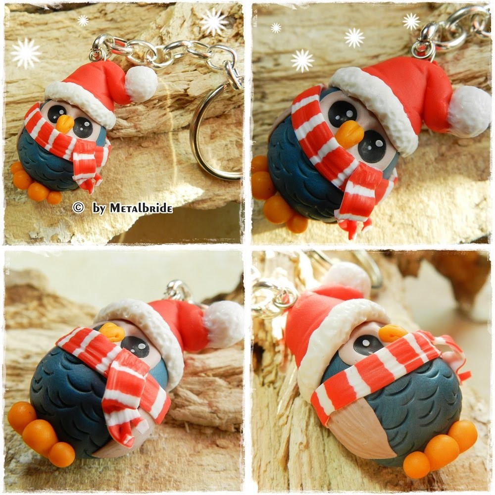 Let´s knet - Polymer clay.Fimo Tutorial Christmas Owl keychain