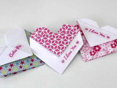 Origami Herz falten DIY Geschenk, Tasche oder Umschlag - einfach und schnell - deutsch