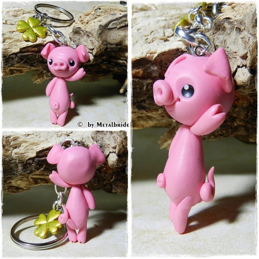 Let´s knet - Polymer Clay.Fimo Tutorial Kawaii lucky pig keychain