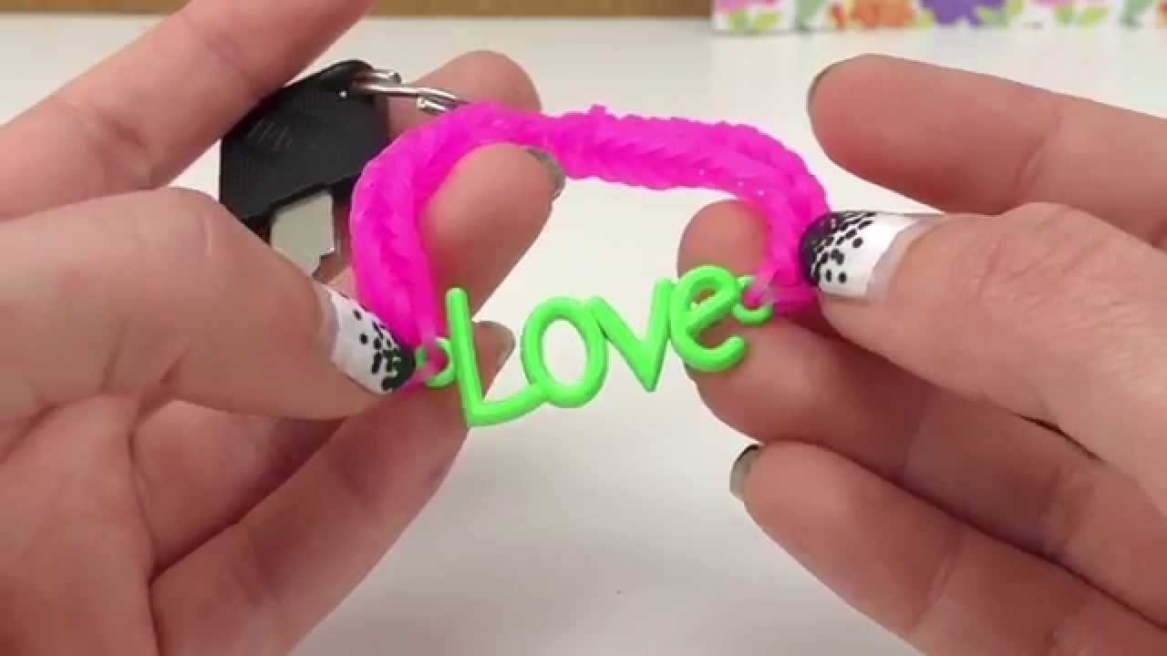 Loom Bands Schlüsselanhänger basteln. Anhänger  "Love" selber machen. DIY Tutorial