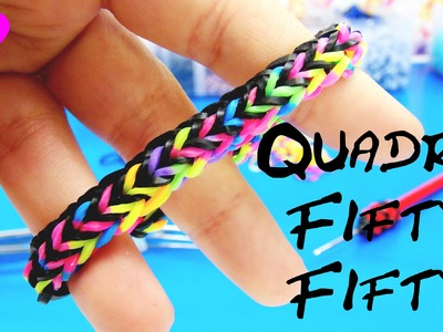 Loom Bands Quadra Fishtail Fifty Fifty Loom Bracelet. Armband mit Gabel. Fork Loom Band Tutorial