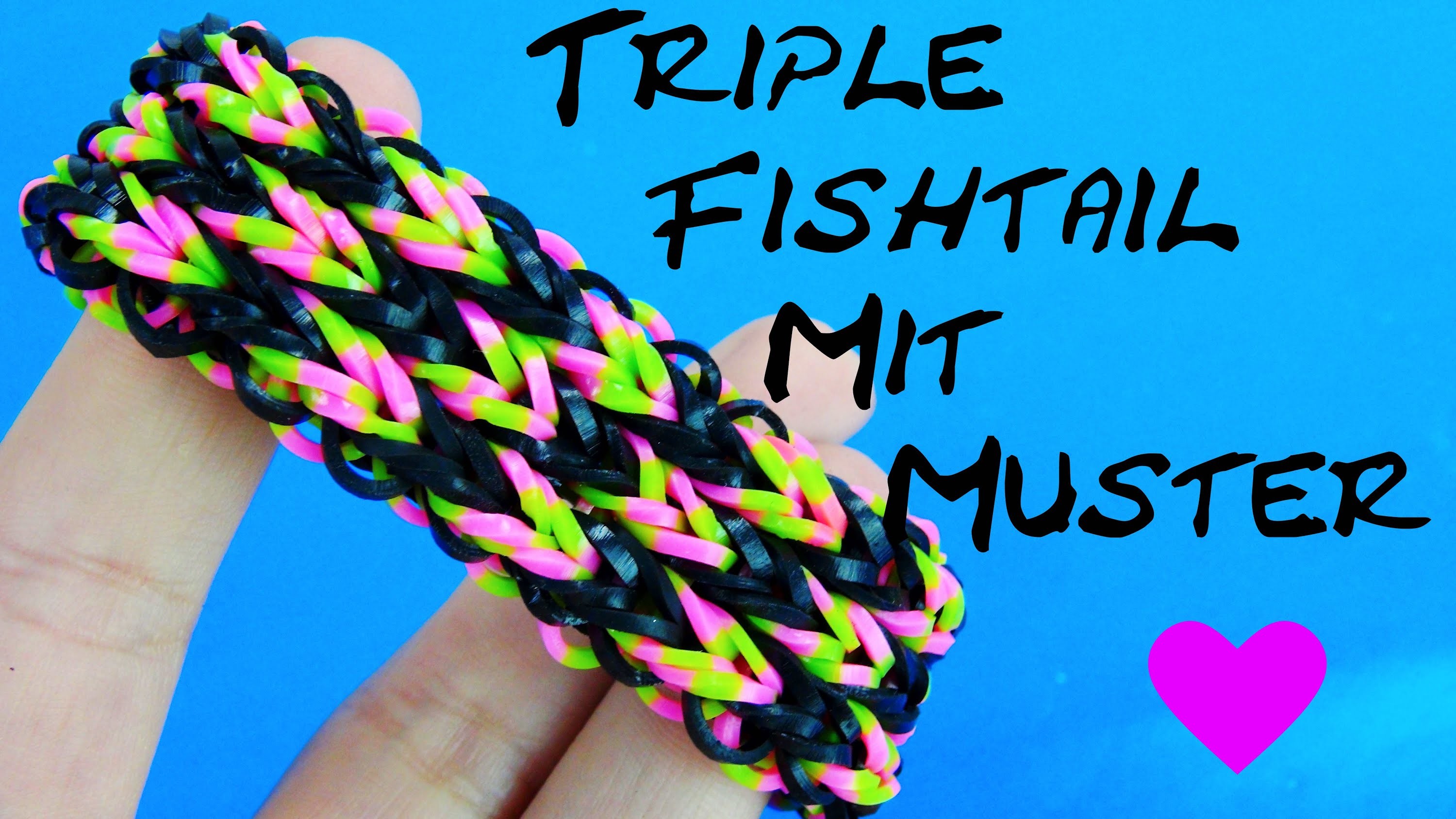 Loom Bandz Dreifach Armband Anleitung DIY Triple Fishtail Mit Muster How-to Tutorial