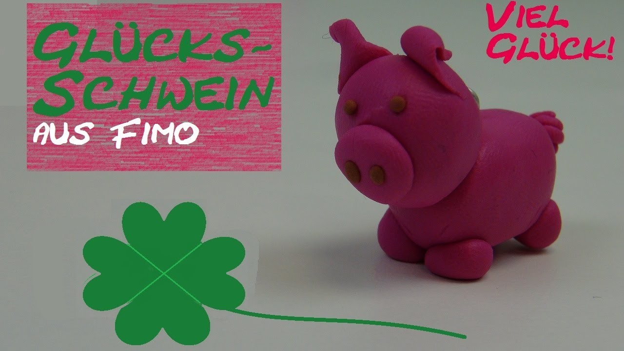 DIY Fimo Glücksschwein. Schweinchen-Anhänger als Geschenk aus Fimo (von Aniela. Anielas Fimo)