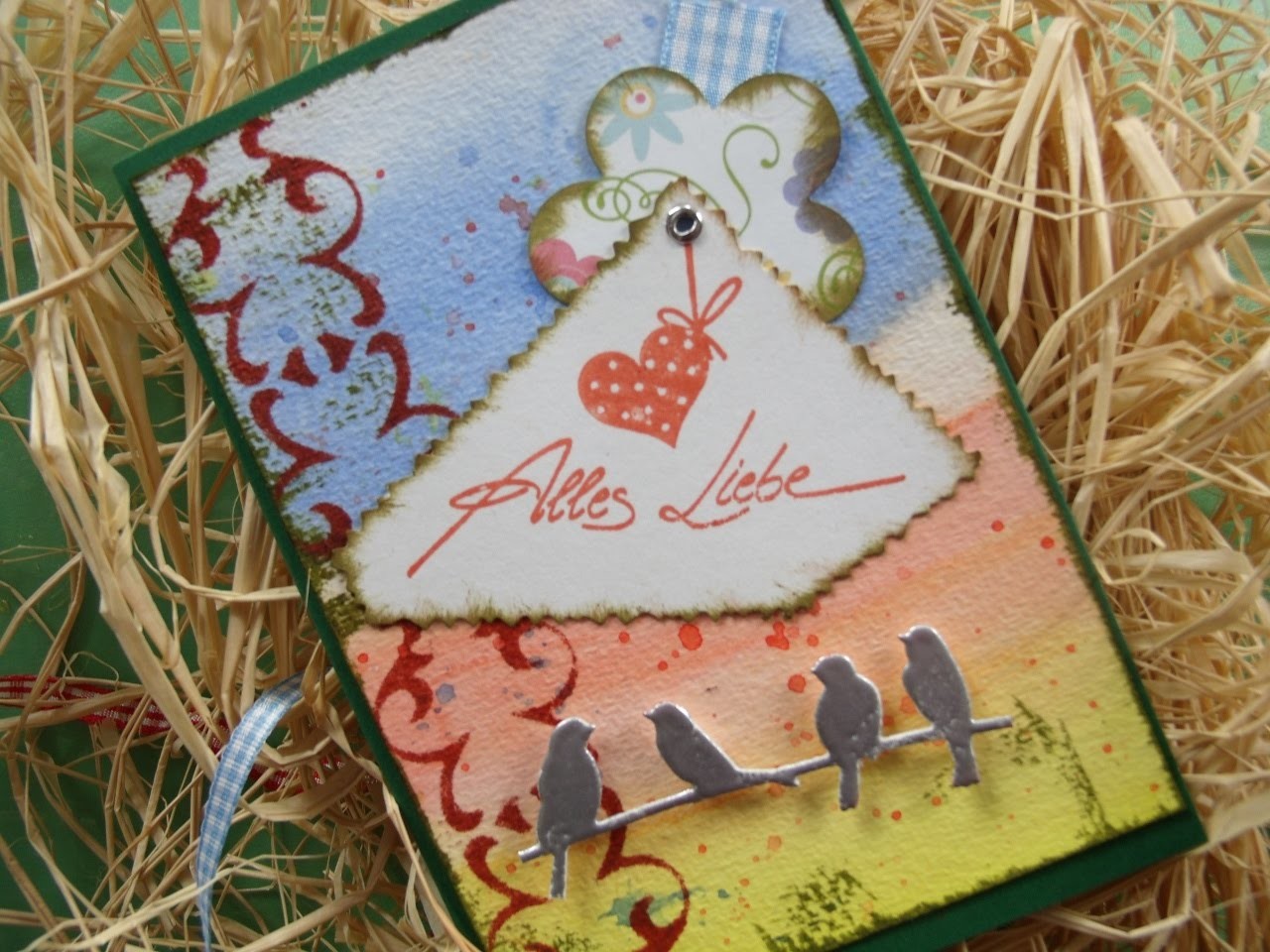 DIY: Karte selber basteln + Aquarellfarbe  + Schablone - cardmaking