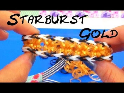 How to make a rainbow loom starburst bracelet with fork Starbust Gold Armband Anleitung | deutsch