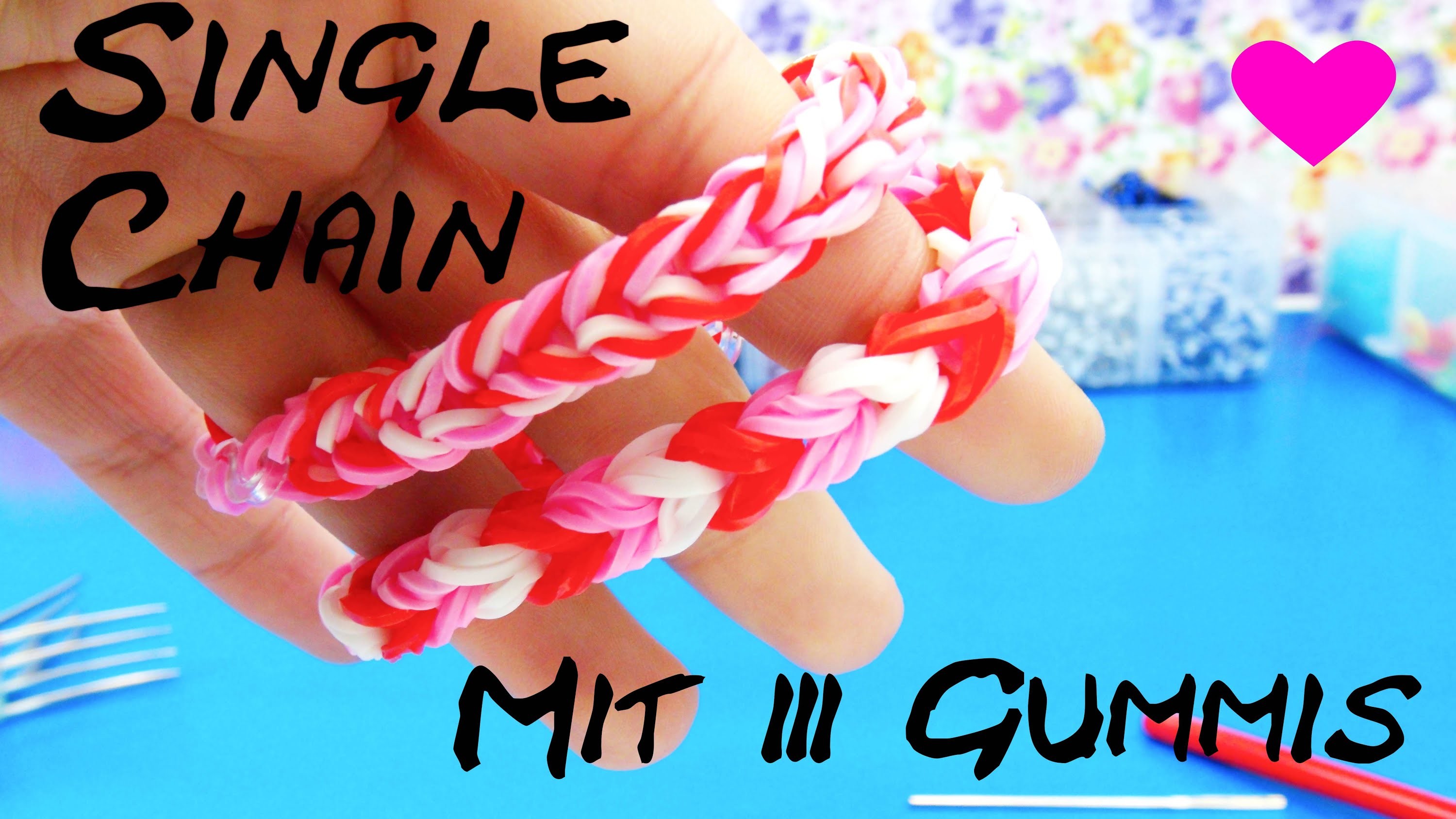 Loom Bands Single Chain mit 3 Gummis. Single Chain Rainbow Loom Tutorial Anleitung | deutsch
