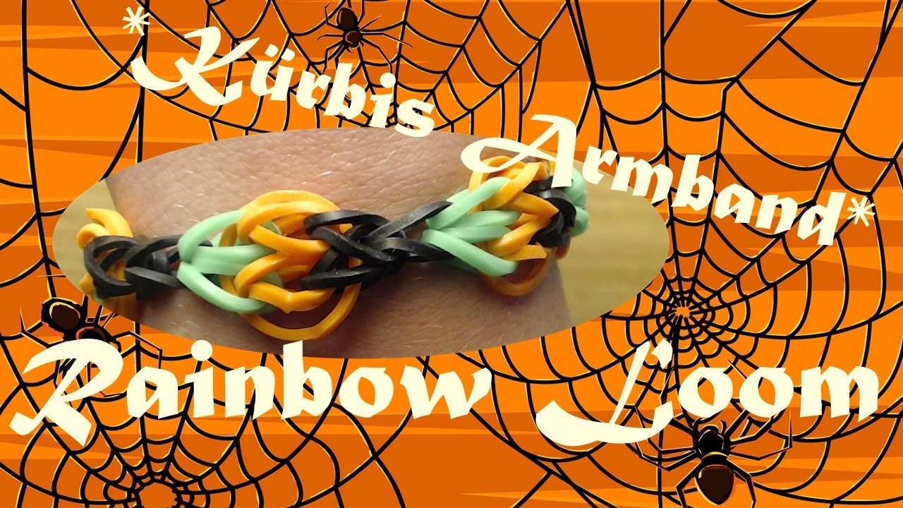 Rainbow Loom Halloween Kürbis Armband Anleitung Deutsch. Loom Bands
