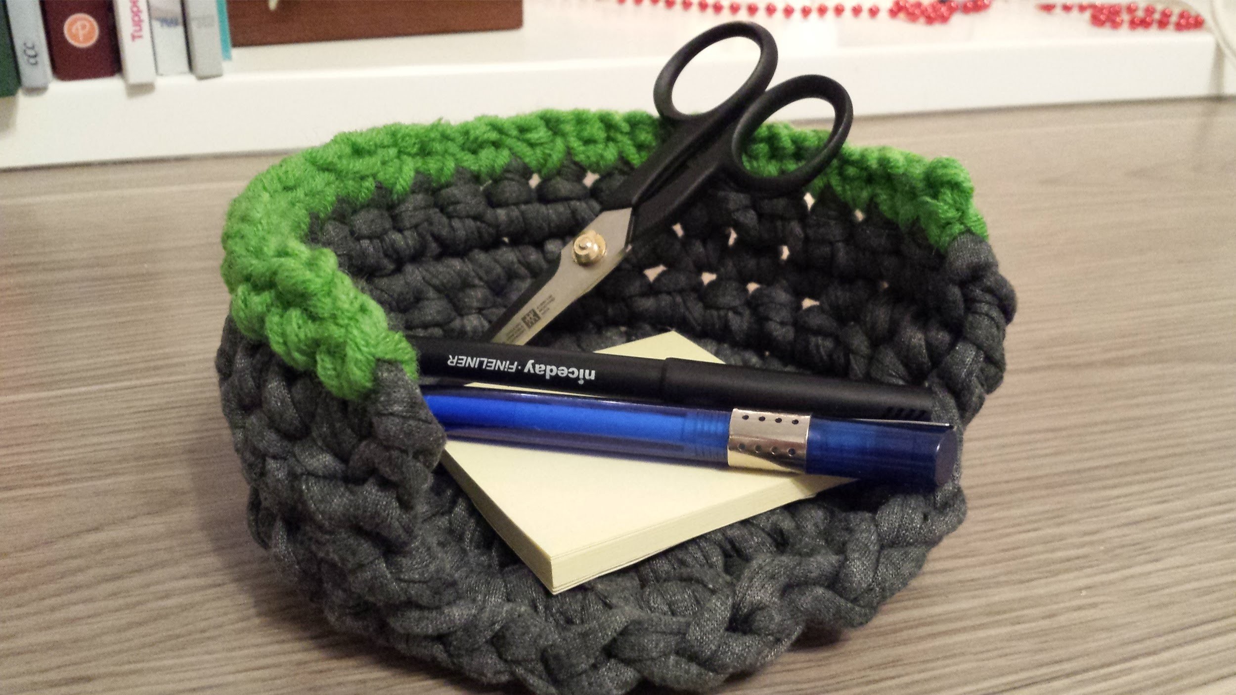 Körbchen häkeln mit Zpagetti oder Noodles für Linkshänder