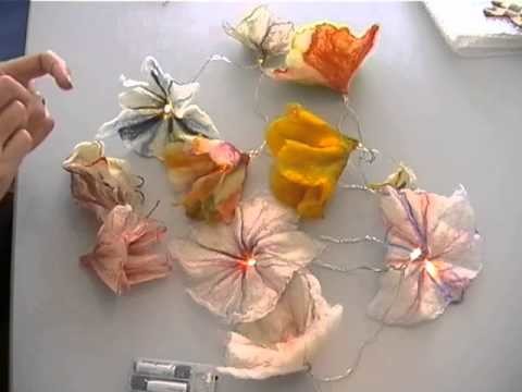 Einfache Blüten nassfilzen für Lichterketten Blütenkelche gefilzt