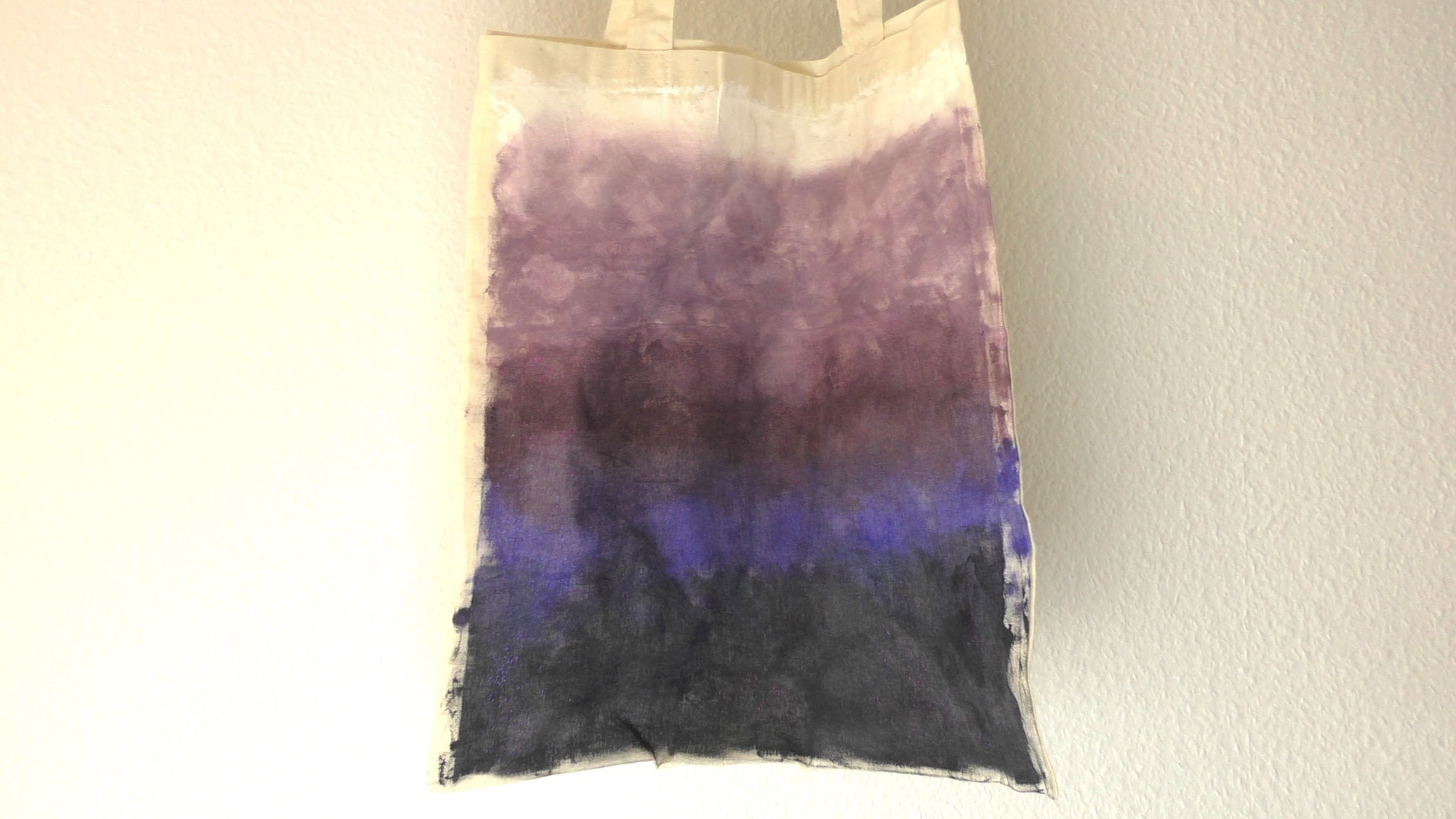 DIY Tasche, Stoffbeutel mit Galaxie Farbübergang. eigenen Beutel mit Farbverläufen gestaltet