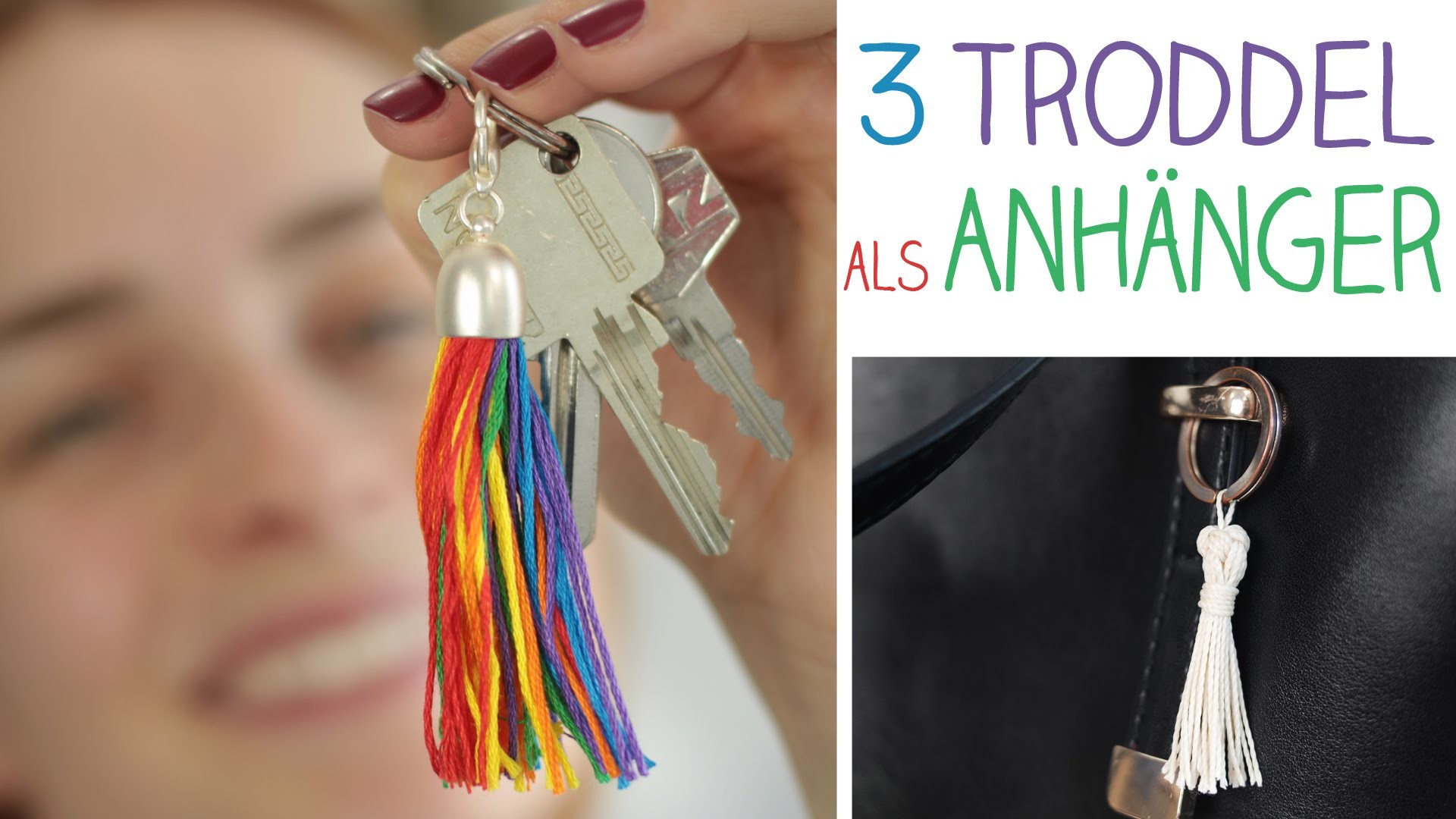 DIY 3 Troddel Accessoires Ketten, Schlüssel, Taschen - Anhänger Geschenk, Muttertag - alive4fashion