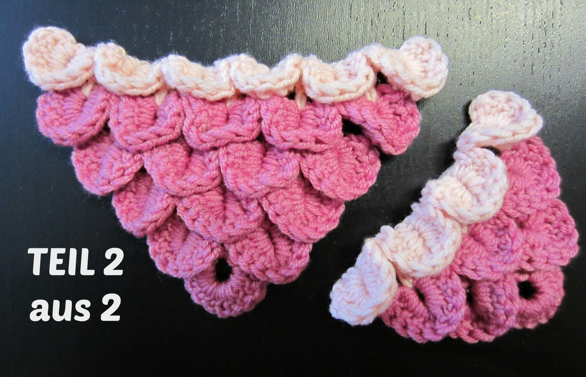 Crocodile Stitch mit Farbwechsel häkeln - TEIL 2 aus 2 - Schuppenstich - Krokodilstich bekannt