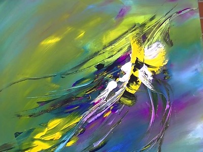 Abstract Painting Demonstration Abstrakte Acrylmalerei Bumblebee at Springtime