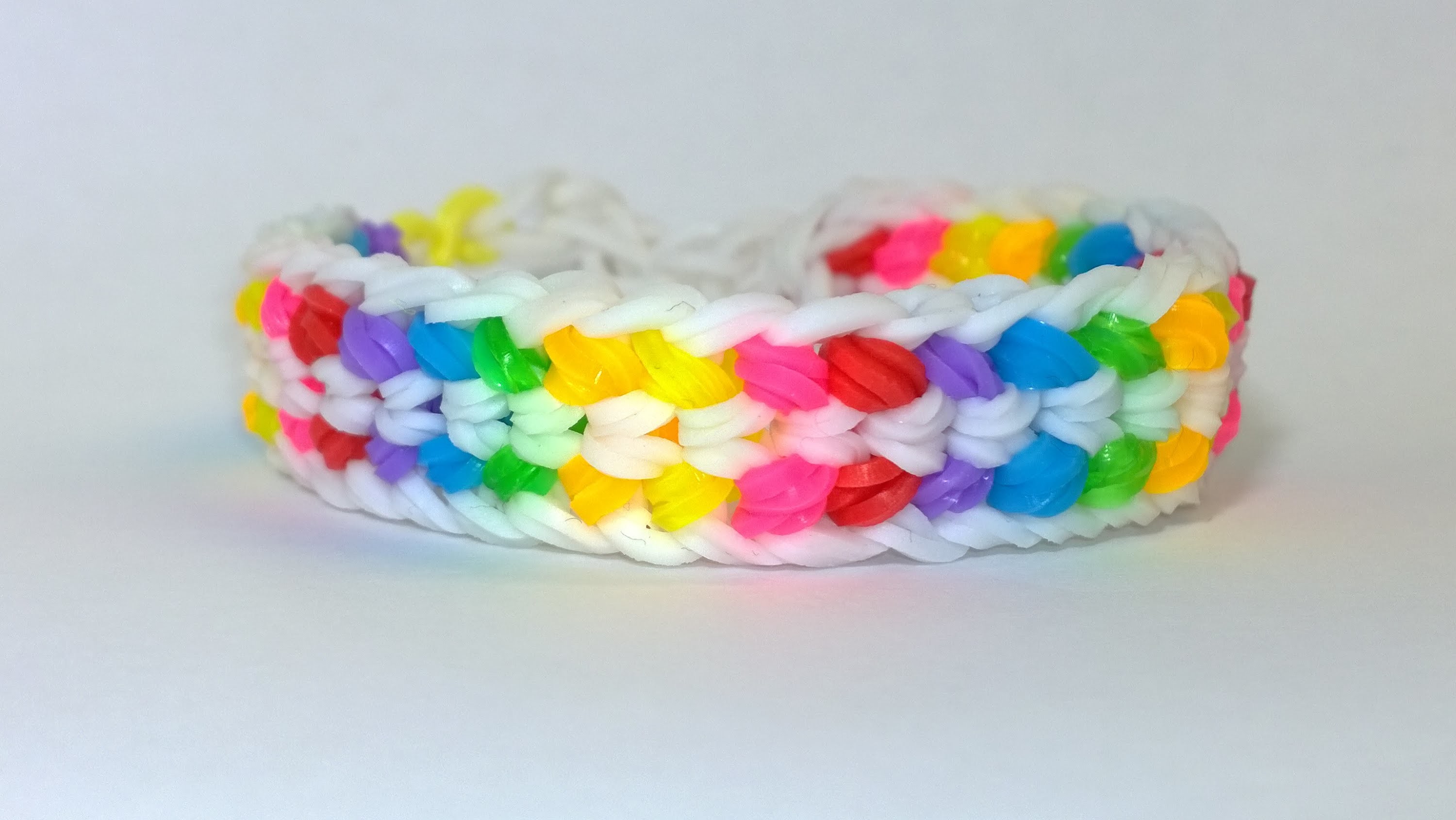 Rainbow Loom Double Capped Dragon Scale Bracelet With Fork! DIY