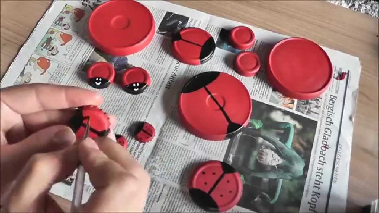 [DIY mit Mel] Marienkäfer aus Kronkorken oder Deckeln von z.B. Gurkengläsern