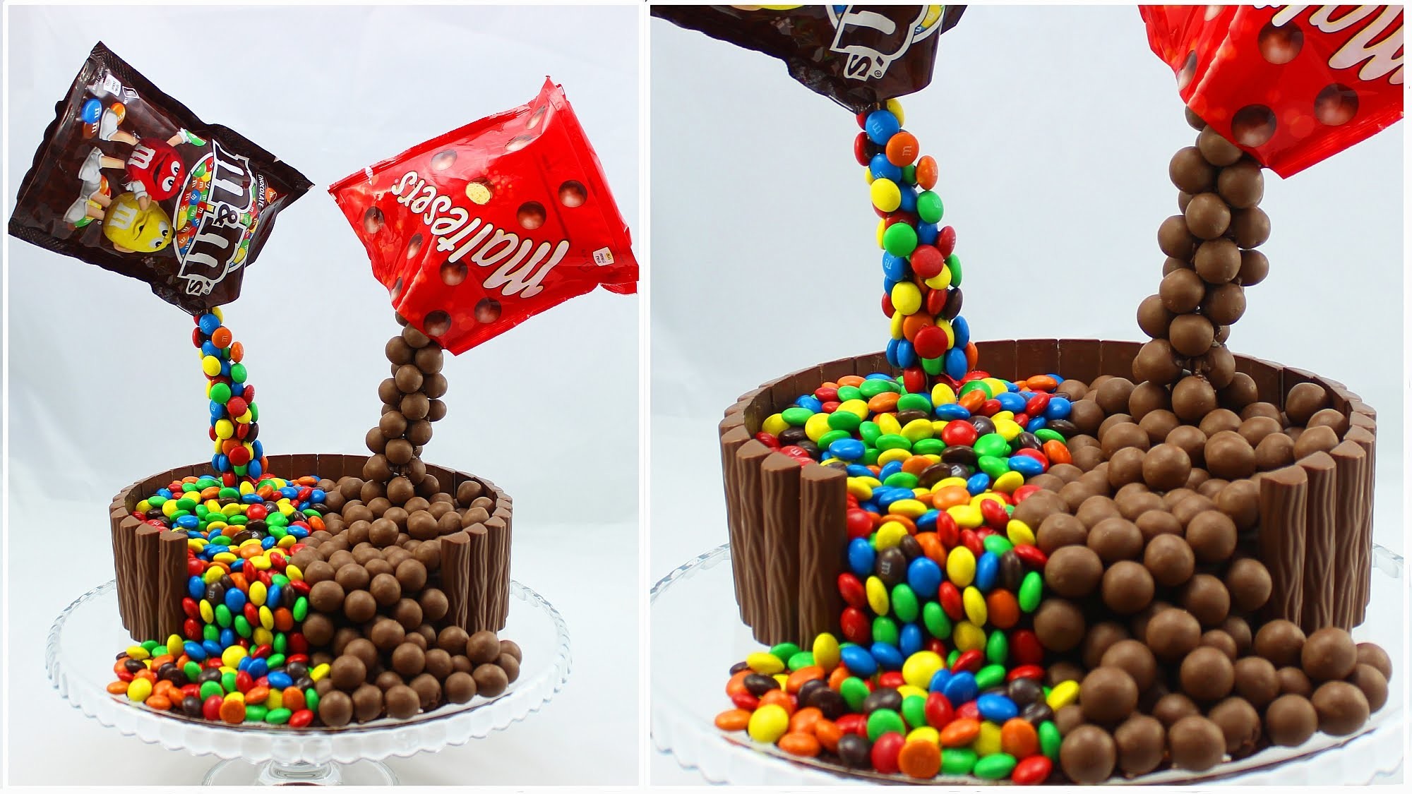 Illusion Candy Cake mit M&Ms und Maltesers. Gravity Defying Candy Cake. Schwebe-Kuchen
