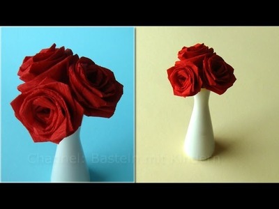 Basteln mit Kindern: Origami Rose falten - Rosen basteln mit Papier