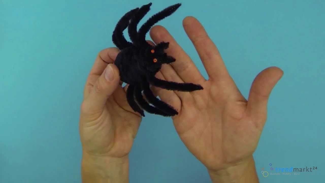 Basteln mit Pfeifenputzern - Spinne für Halloween
