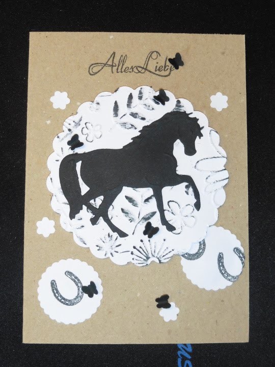 Grußkarten basteln #009 Pferdekarte Alles Liebe