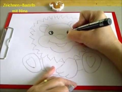 Lustigen Löwen zeichnen. Zeichnen + Basteln zum Muttertag.