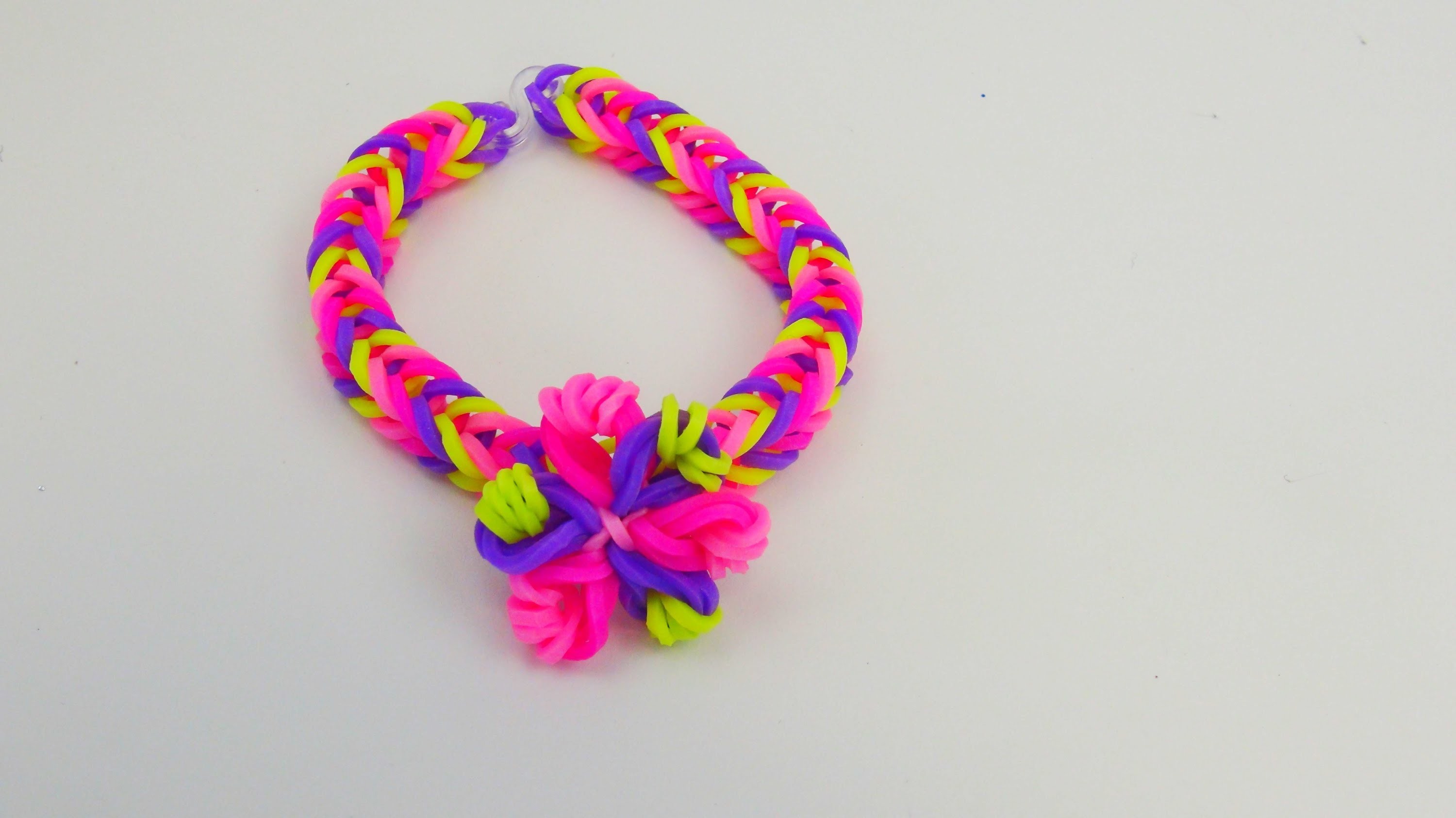 Easy Loom Band Flower Bracelet. Fishtail mit Blume Armband Tutorial | deutsch