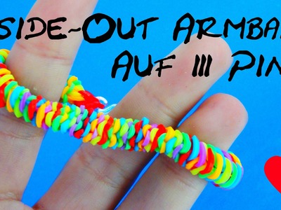 Loom Bandz Inside Out Armband auf 3 Pins oder mit Gabel selber machen Anleitung | deutsch