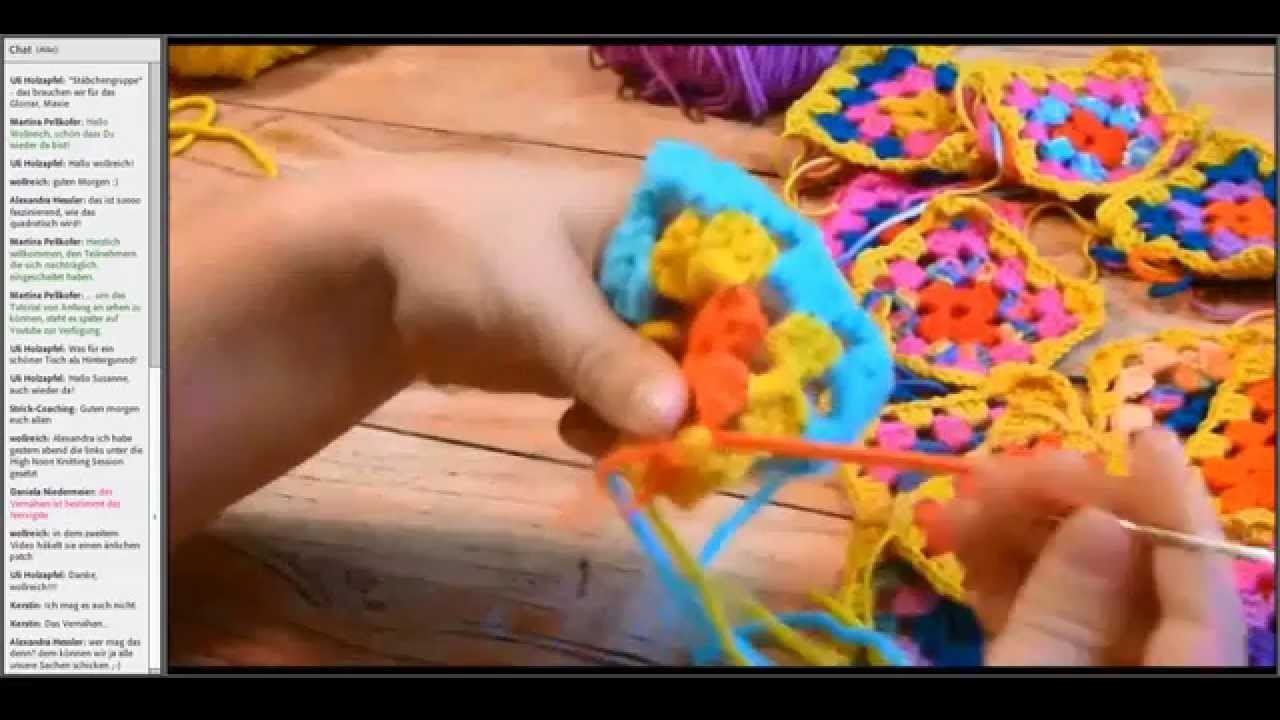 VhsStrickMooc - Tutorial 7 live aus dem virtuellen Klassenzimmer: Granny Squares häkeln
