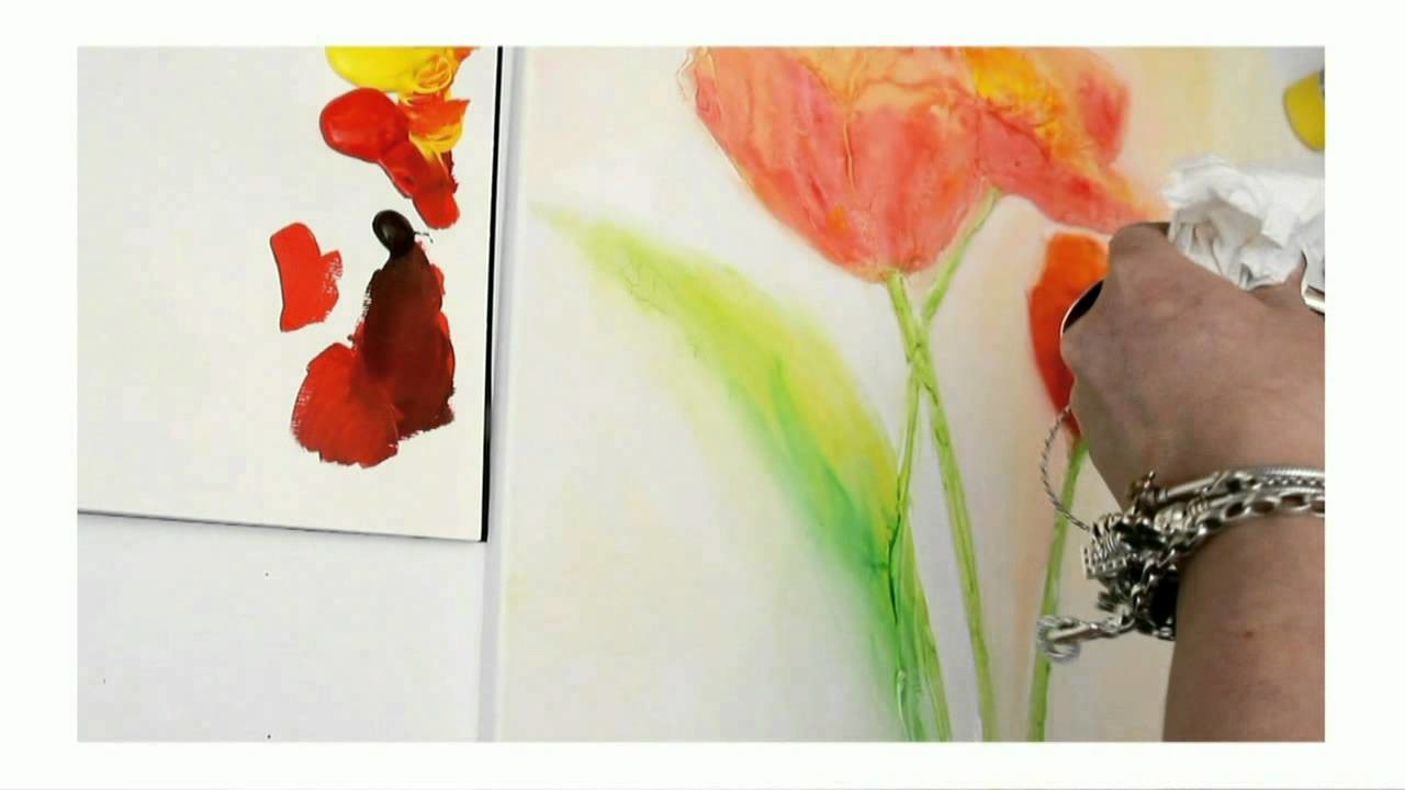 Acrylmalerei Workshop: Blüten und Strukturen, Painting lessons with acrylic colors and texture