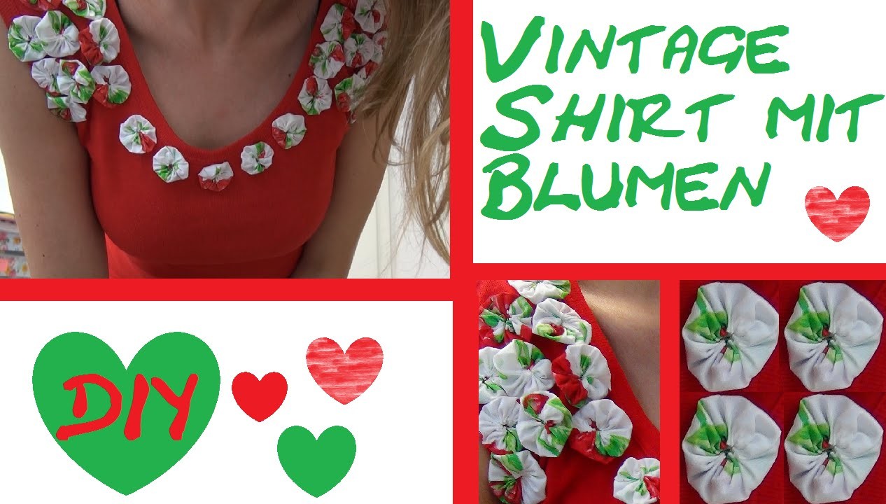 Upcycling DIY Vintage Shirt mit Blumen verschönern. T Shirt DIY gestalten | deutsch