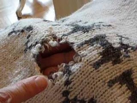 Stopfen 6: Maschenstopfen eines offenen Lochs im Pullover