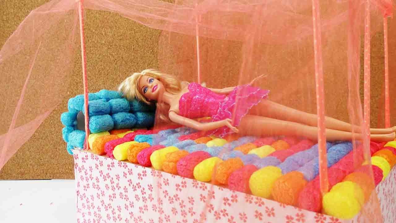 Barbie Bett Basteln - DIY Himmelbett selber machen