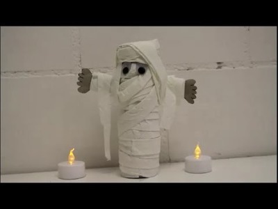 DIY: Halloween Special: Mumie aus Klopapierrolle basteln WC-Rolle + WC-Papier *Kinderbasteln"