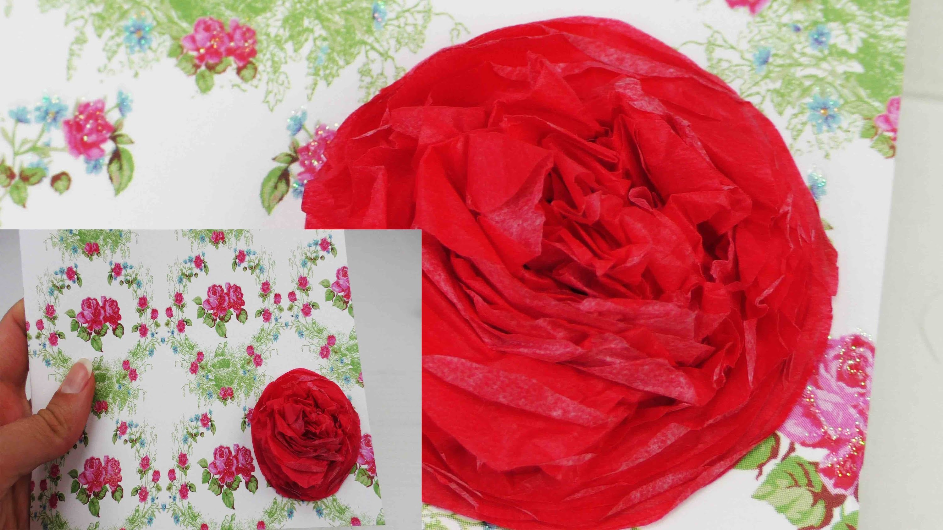 DIY Rose aus Seidenpapier selber machen | Als Geschenk oder Deko | Geburtstags Karte