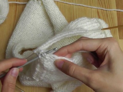 Maschen aufnehmen aus einem Strickstück für Linkshänder