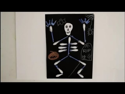 DIY Halloween Special Einladungskarten Skelett aus Wattestäbchen basteln *für Kinder*