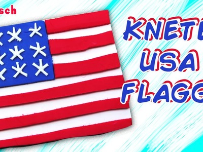 German DIY Einfach: How To Play Doh US Flag | Knete USA Flagge Deutsch